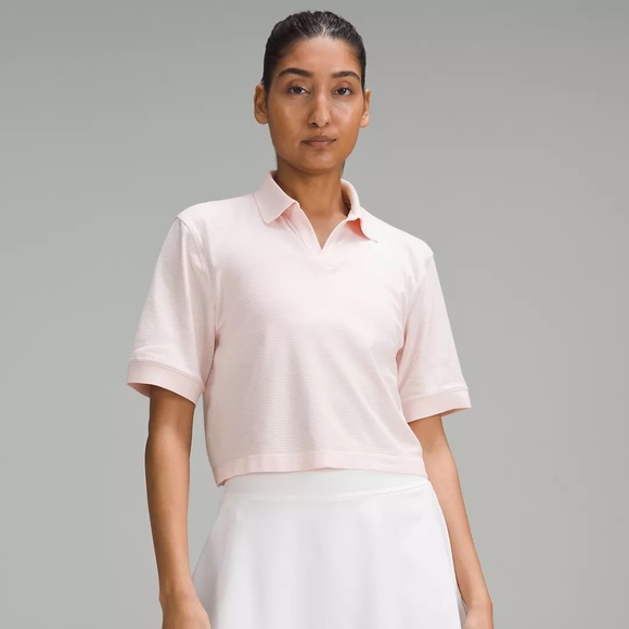Lululemon Relaxed Fit Swiftly Tech Polo Cropped Tee Pink Collard - Picture 1 of 4